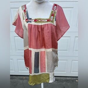 Anthropologie Multicolor Patchwork Blouse